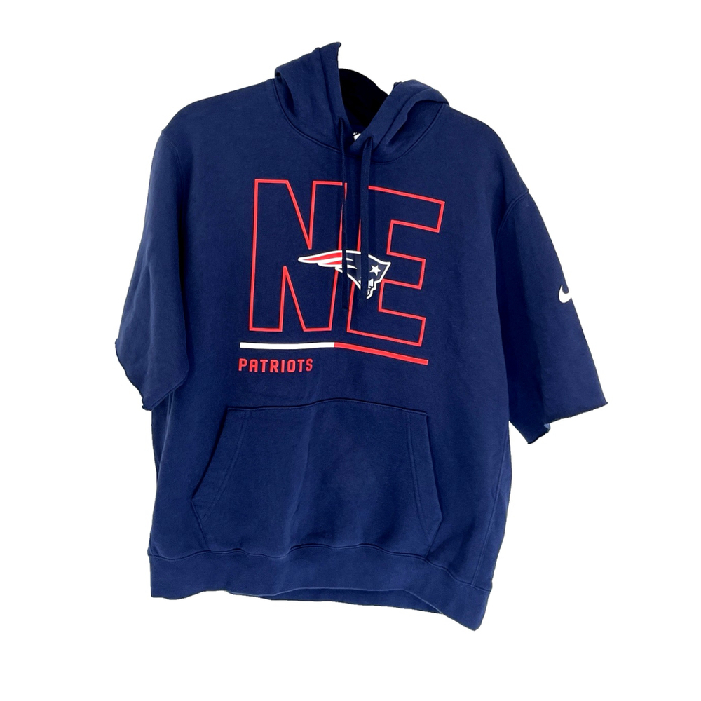 Nike New England Patriots Hoodie‎ Sweatshirt Mens Size Large Blue Short Sleeve